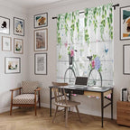 Spring Kitchen Curtains, Bicycles Botanical Rose Leaves Butterfly Wood Grain - Image 6