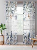 Sheer Curtains 84 Inches Long, Coastal Eucalyptus Leaf Semi Sheer Curtains - Image 5