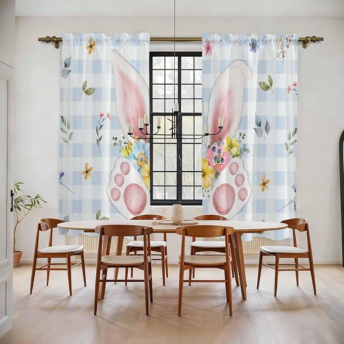 Easter Window Curtains 72 Inch Long 2 Panel Set, Rod Pocket Long Curtains & by Unknown