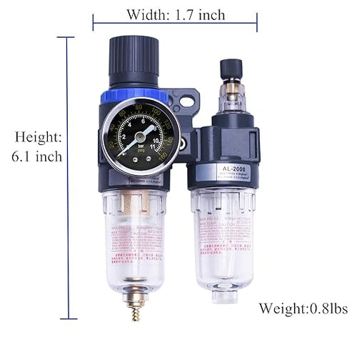 1/4" Compressor Air Filter Air Pressure Regulator Water-oil Separator Trap - Image 2