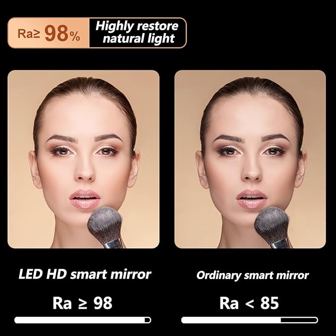 Irregular Bathroom Mirror with 3 Colour LED Light, Wall Mounted Makeup Mirror - Image 2