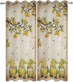 Summer Gnome Outdoor Curtains for Patio Gnome Lemon Leaf Vintage Waterproof - Image 9