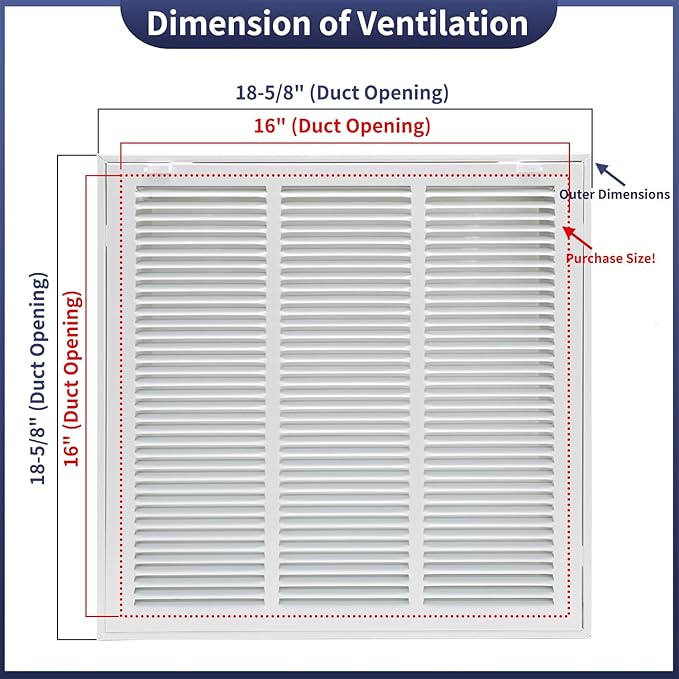 16"W x 16"H Steel Return Air Filter Grille - Image 2