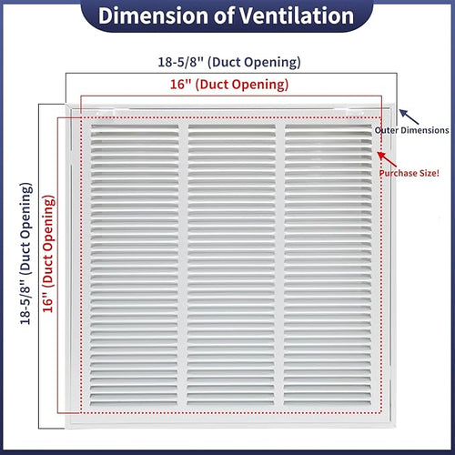 16"W x 16"H Steel Return Air Filter Grille - Image 2
