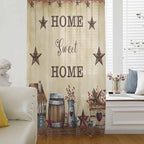 Farm Sheer Curtains 96 Inch Length American Country Barn Star Vintage Berry by Unknown
