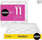 Simply 12x20x1 Air Filter, Merv 11, 4 Pack, by SimplyFilters