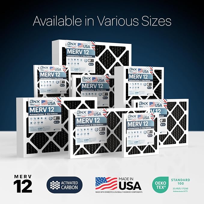 BNX TruFilter 18x24x1 MERV 12 Odor Defense AC Furnace Air Filter - Image 9