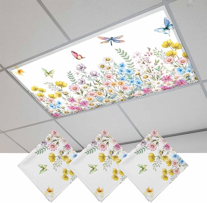 Fluorescent Light Covers for Ceiling Lights Spring Flowers Magnetic Light by Home+L6