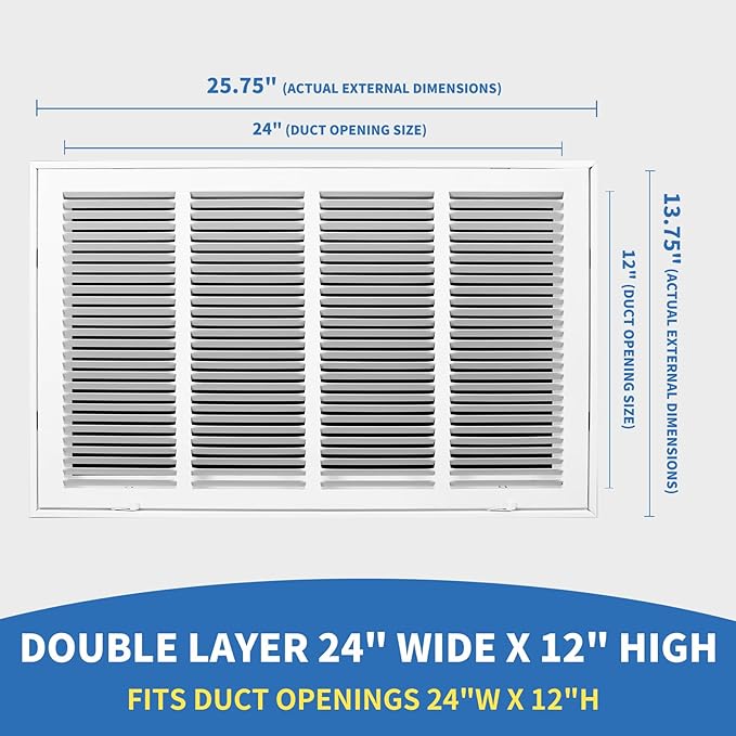 24x12 Return Air Grille, Return Air Vent Cover - Image 2