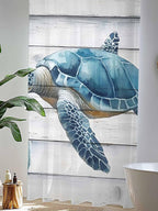 Sheer Curtains 108 Inches Long, Sea Turtle Blue Semi Sheer Curtains Light - Image 4