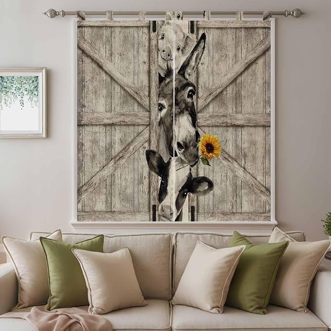 Funny Farm Animals Living Room Curtains 84 Inch Length, Window Curtains Tab Top - Image 9