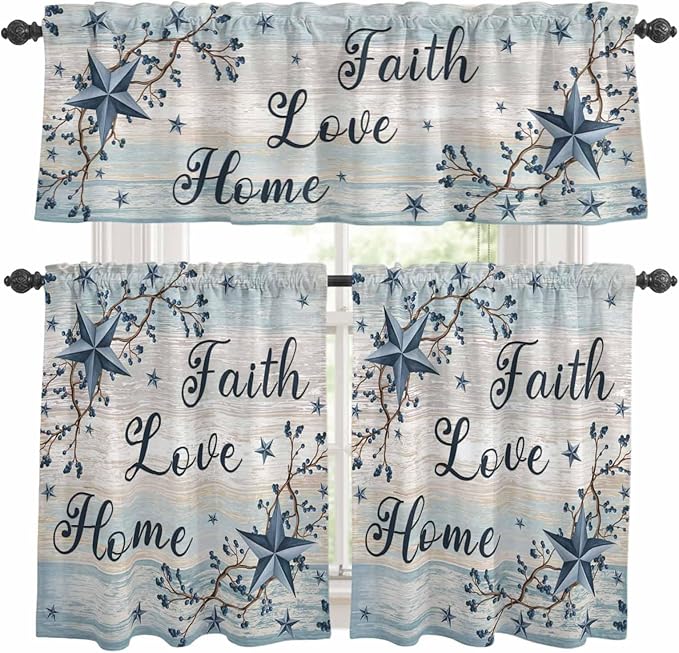 Vintage Farmhouse Kitchen Curtains Set 3 Piece by Unknown