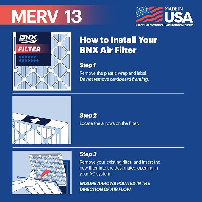 BNX TruFilter 16x25x1 MERV 13 AC Furnace Air Filter - Image 5