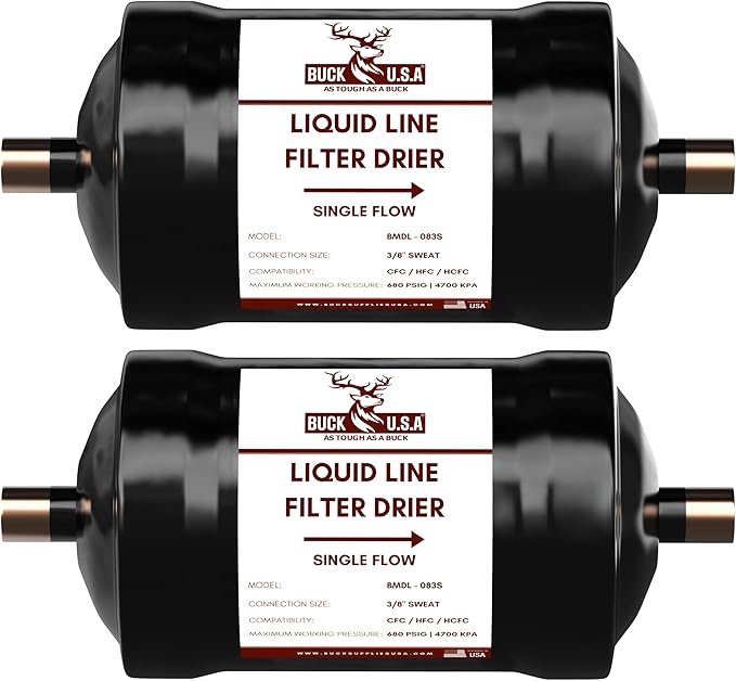 2 Pack Buck Single Flow Refrigerant Liquid Line Filter Drier 3/8" ODF Sweat by BuckUSA