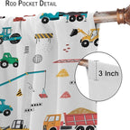 Construction Window Curtains, Kids Cartoon Construction Machines Building Hand - Image 6