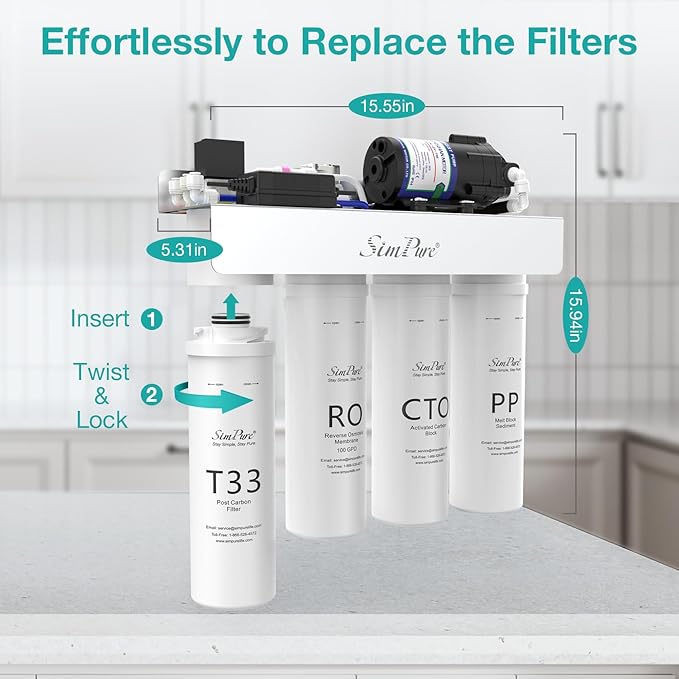 SimPure T1-100 Reverse Osmosis Water Filter, Near 0 TDS Reverse Osmosis System - Image 7