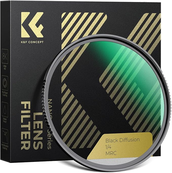 K&F CONCEPT 77mm Black Diffusion 1/4 Filter Mist Cinematic Effect Filter by KFCONCEPT