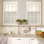 Vintage Country Wooden Board Window Valance Curtains, Gradient Wood Grain Line - Image 7