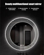 31.5 Inch LED Round Bathroom Mirror, Wall Mounted Multifunction Bathroom Vanity - Image 3