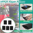 5 Pack VFF21 Foam Filters Fit for Vacmaster 2.5-5 Gallon Wet/Dry Vacs & Armor - Image 2