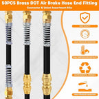 50PCS Brass DOT Air Brake Hose End Fitting Kit, Dazakoot J1402 Air Brake - Image 5