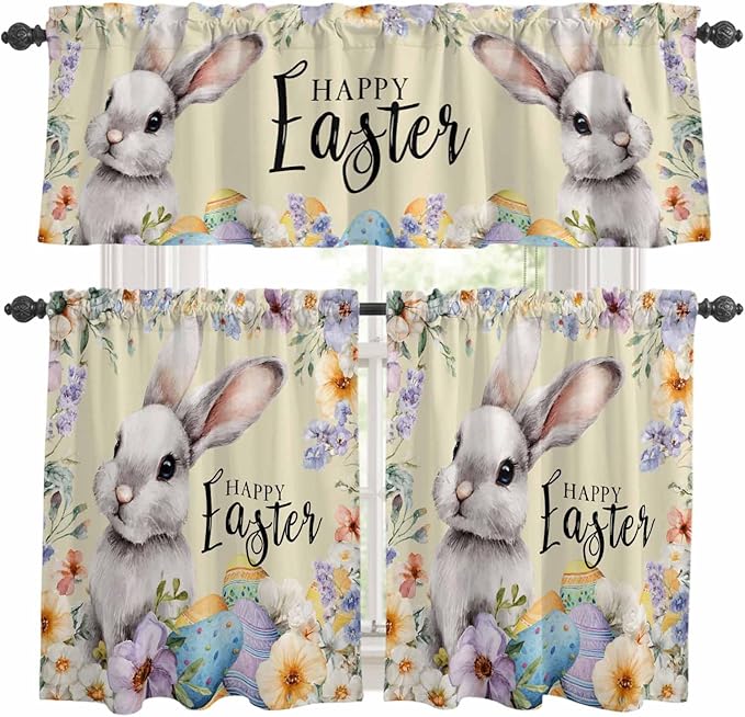 Happy Easter Kitchen Curtains Set 3 Piece by Unknown