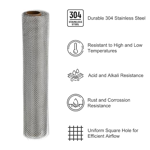 PATIKIL 40" L x 10" W Woven Wire Mesh, 12 Mesh 304 Stainless Steel Air Vent - Image 3