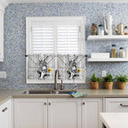 Grey Farmhouse Half Window Curtain 36 Inches Long, Vintage Sunflowers Animals - Image 2