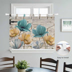 Watercolor Flowers Kitchen Curtains 45 Inch Length, Short Cafe Window Curtains - Image 4