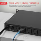 Pyle 1800W 8-Outlet Rack Mount Power Conditioner - 15 Amp Surge Protector - - Image 4