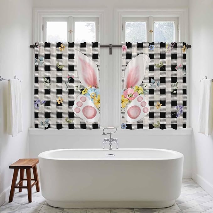 Easter Kitchen Curtains 54 Inch Long 2 Panel Set, Rod Pocket Window Curtains - Image 5