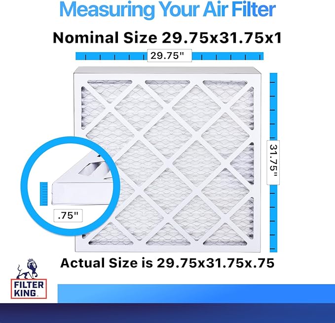 Filter King Air Filters 29.75x31.75x1 | 3-PACK | MERV 8 HVAC Pleated AC Furnace - Image 2