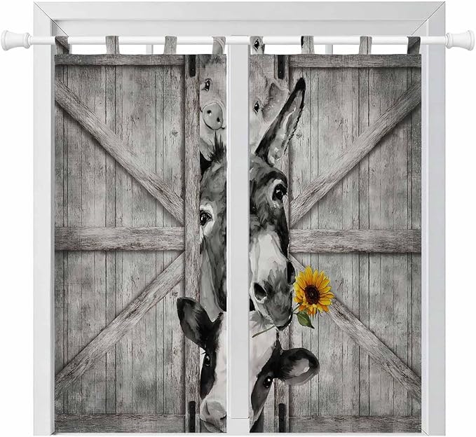 Funny Farm Animals Living Room Curtains 84 Inch Length, Window Curtains Tab Top by Unknown