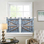 Farmhouse Wood Grain Kitchen Curtains 24 Inch Length, Small Window Curtains Tab - Image 2