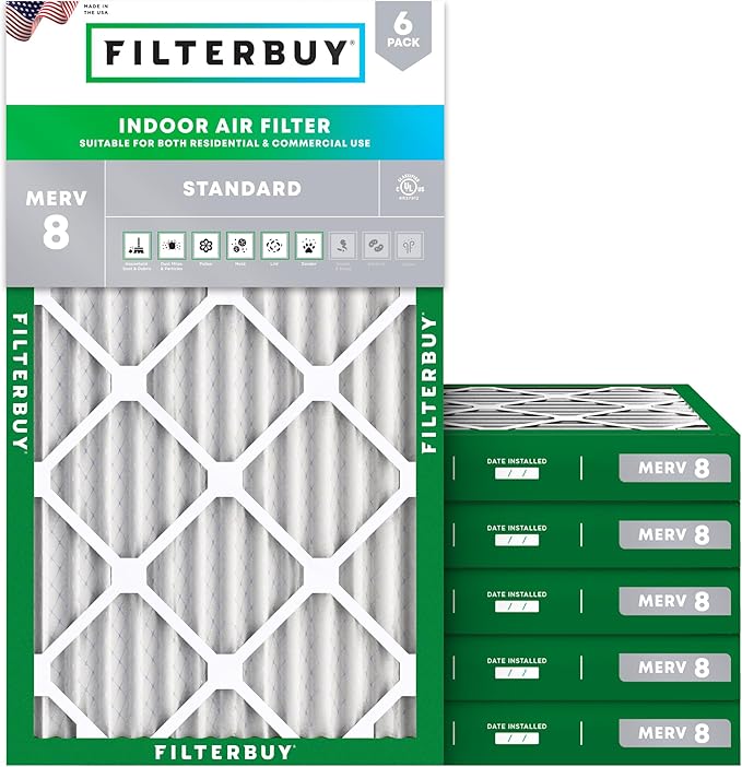 Filterbuy 10x20x2 Air Filter MERV 8 Essential Dust & Allergy Defense, by Filterbuy