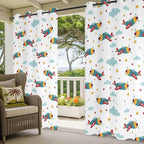 Turquoise Airplane Waterproof Outdoor Curtains - Image 4