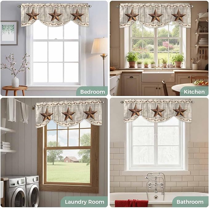 Western Texas Star Retro Tie Up Valance Curtains - Image 8