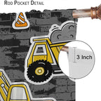 Kids Construction Excavator Window Curtains - Image 6