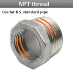 2 Pcs 304 Stainless Steel Reducer Hex Bushing, 3/4" Male NPT to 3/8" Female NPT - Image 3