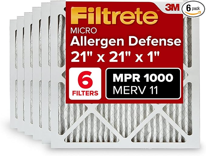 Filtrete 21x21x1 AC Furnace Air Filter, MERV 11, MPR 1000, Micro Allergen by Filtrete
