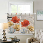 Retro Floral Bedroom Curtains 63 Inch Length, Window Curtains Tab Top - Image 2