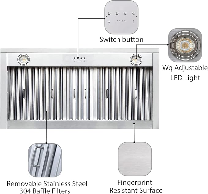 CT Copper Tailor Copper Vent Hood Island Mount, 610 CFM Exhaust Fan, Stainless - Image 7