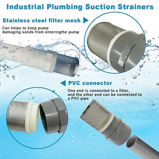 DN15 inch stainless steel filter cover connected to 1/2" grey pvc filter DN15 - Image 4