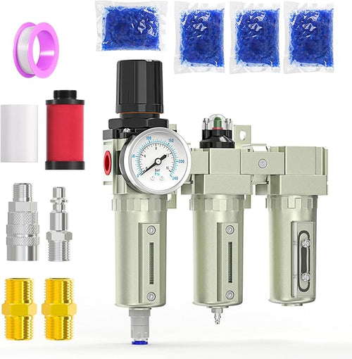 1/2" NPT Heavy Duty Industrial Grade 3 Stage Air Drying System, Auto Drain by MEANLINMEASURE