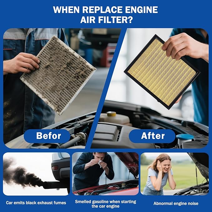 2PCS Engine Air Filter Accessories Compatible - Image 6
