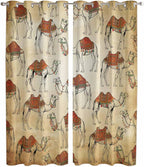 2 Panel Kitchen Cafe Curtains, Desert Sand Camel Sunlight Filtering Nature Air by Hokiten