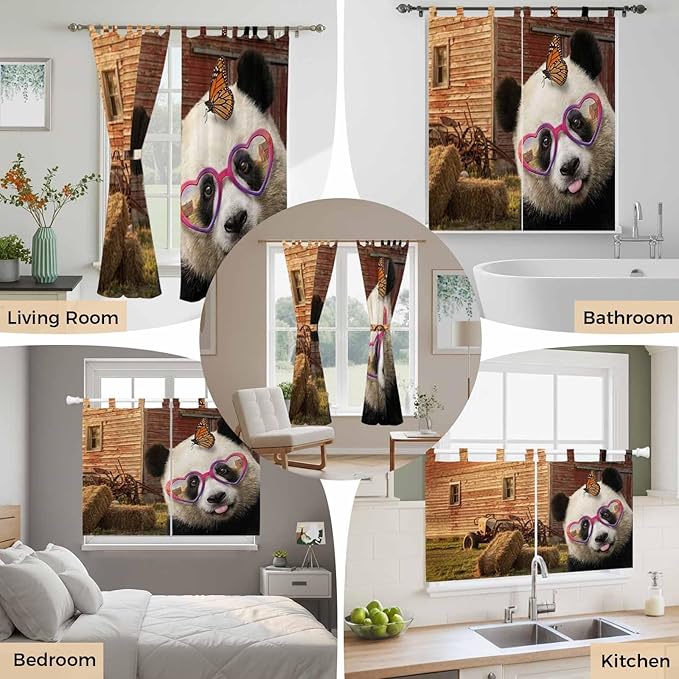Farm Panda Kitchen Curtains 36 Inch Length, Small Window Curtains Tab Top - Image 7