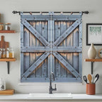 Farmhouse Wood Grain Bathroom Curtains 63 Inch Length, Window Curtains Tab Top - Image 3