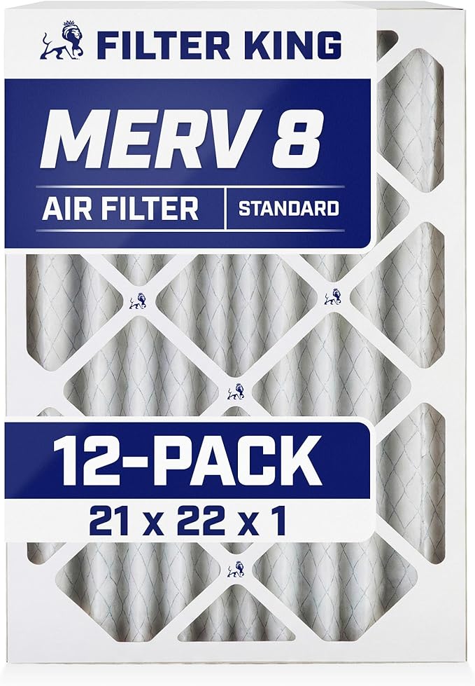 Filter King 21x22x1 Air Filter | 12-PACK | MERV 8 HVAC Pleated A/C Furnace by FilterKing