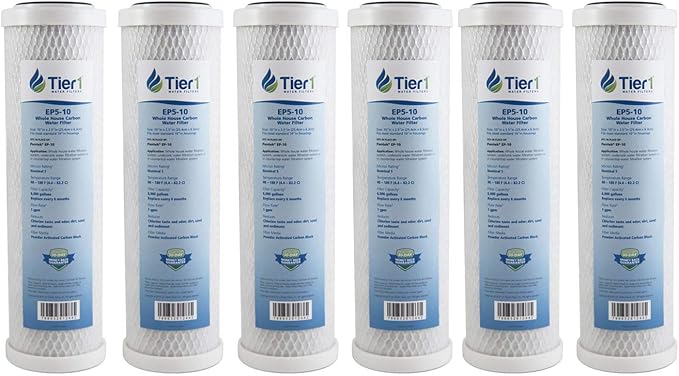 Tier1 5 Micron 10 Inch x 2.5 Inch | 6-Pack Whole House Carbon Block Water by Tier1